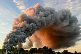 Plumes of smoke rise from the Linwood Industrial Estate in Elderslie. Picture: Laura (@laura1785)