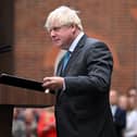 British Prime Minister Boris Johnson delivers a farewell address before his official resignation at Downing Street