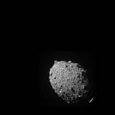 Asteroid moonlet Dimorphos as seen by the DART spacecraft 11 seconds before impact (Credits: NASA/Johns Hopkins APL)