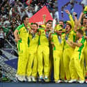 Aaron Finch lifts ICC World Cup Trophy with Australia in 2021