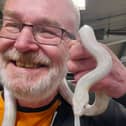 Dave French with Antoinette the corn snake.