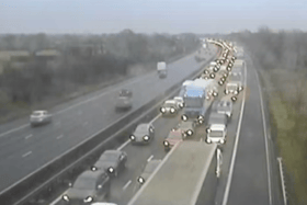 Traffic stretches over four miles on the M4 after the incident