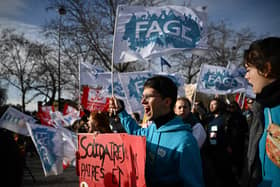 Members of French unions went on strike