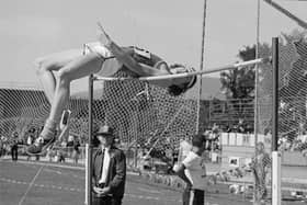 Dick Fosbury of the USA clears the bar in the high jump event at the AAAU Championships, Oregon, USA - Credit: Getty Images