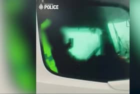 Video grab as secret police video footage captures “selfish” drivers using their phones as they speed along major motorways.  