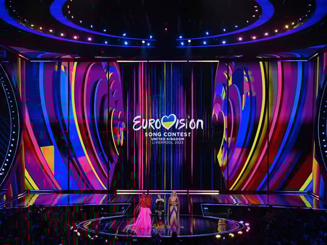 Alesha Dixon, Julia Sanina and English actress Hannah Waddingham present the first semi-final of the 2023 Eurovision Song contest at the M&S Bank Arena in Liverpool.