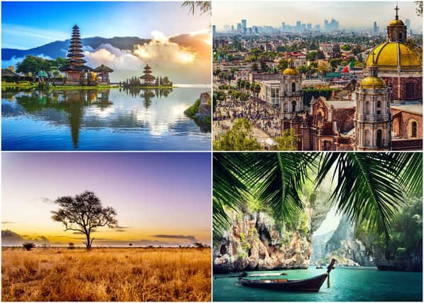 Forty-seven countries have been taking off the red list including (from top left, clockwise) Indonesia, Mexico, Thailand and South Africa (Shutterstock)
