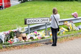 Flowers at Biddick Drive in Plymouth, after gunman Jake Davison killed five people in a mass shooting. (Photo by William Dax/Getty Images)