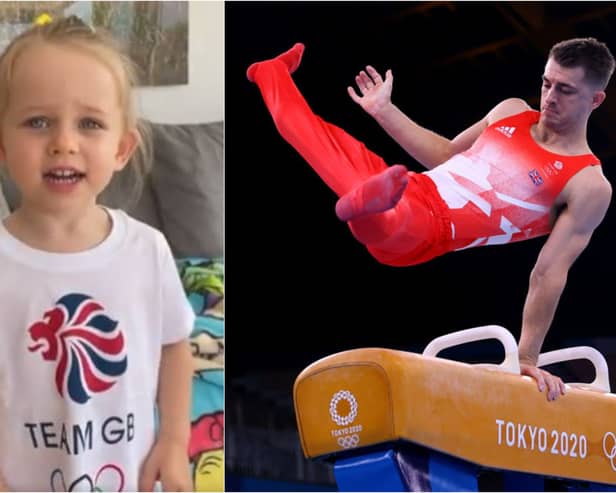 Two-year-old Willow Whitlock wished her dad good luck (Photo: Twitter / Getty Images)
