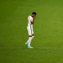 Marcus Rashford reacts after missing England's third penalty in the penalty shoot out during the UEFA Euro 2020 Championship Final against Italy (Photo by John Sibley - Pool/Getty Images)
