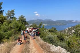 Tourists walked for 45 minutes in 30 degree heat after their off-road vehicle broke down during an off-road experience. Josef Killey, 24, was on holiday in Turkey with partner Joseph Morphet, 29, when their excursion went wrong.  (SWNS)