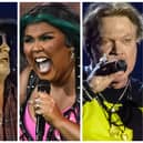 Glastonbury 2023: left to right, Slash from Guns N’ Roses; Lizzo and Axl Rose from Guns N’ Roses. (Photo: Getty Images)