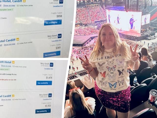 A Taylor Swift fan has been left fuming after hotel prices near a gig tripled in 30 minutes