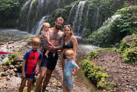  Matt and Carlie with their children Lincoln, seven, Delilah, four and Adelaide in Bali.