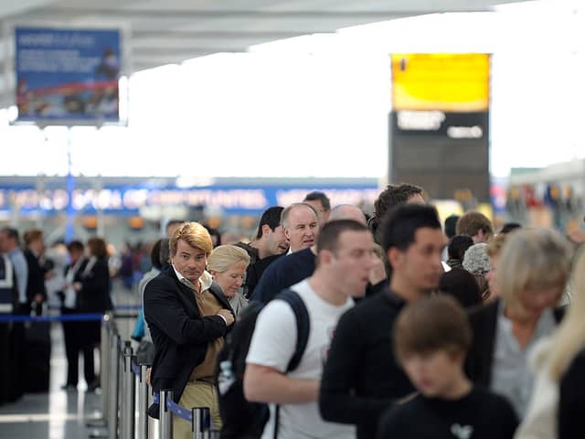 Passengers flying out of London Heathrow airport are more likely to have their flights cancelled than in any other UK airport. (Photo by Daniel LEAL / AFP) 