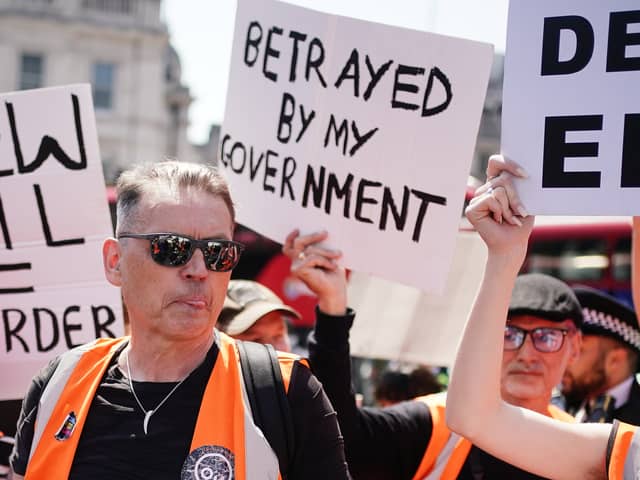 Dale Vince joins Just Stop Oil activists during a protest by the environmental campaigners in central London. Picture Date: Thursday June 8, 2023. Credit: Aaron Chown/PA Wire