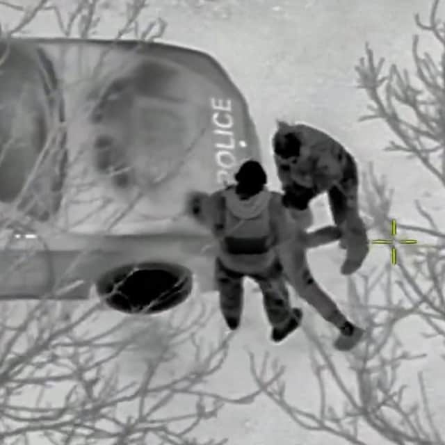 The National Police Air Service track Miley Connors, 37, after leaving his vehicle where he is arrested.