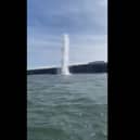 Controlled bomb explosion in sea