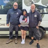 Alannah and Mila with the team from Drone To Home who used their drones to help find her. 