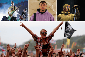 [Top L-R] Mark Hoppus of Blink 182, Fred Again.. and Liam Gallagher are all set to headline this year's Reading Festival. The organisers have released the current stage and set times for the event at Richfield Avenue this August (Credit: Getty Images/Fred Again..)