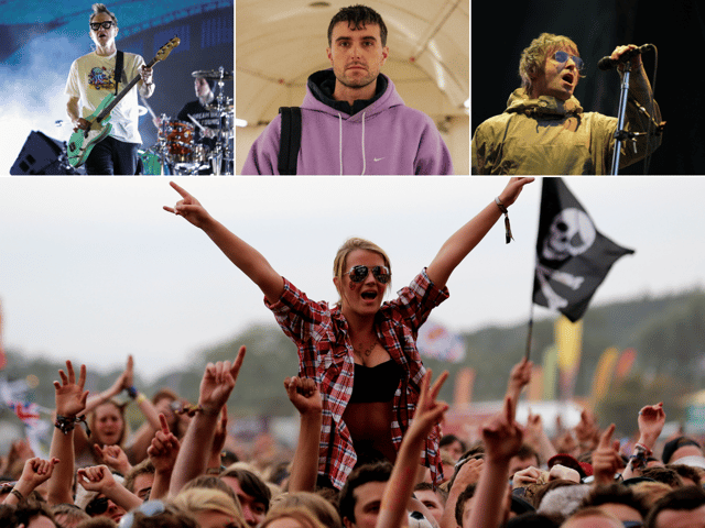 [Top L-R] Mark Hoppus of Blink 182, Fred Again.. and Liam Gallagher are all set to headline this year's Reading Festival. The organisers have released the current stage and set times for the event at Richfield Avenue this August (Credit: Getty Images/Fred Again..)