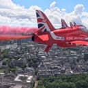 Red Arrows’ pilot’s view of RAF flypast at Trooping the Colour.