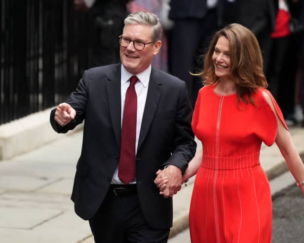 abour leader and incoming Prime Minister Sir Keir Starmer and wife Victoria enter 10 Downing Street 