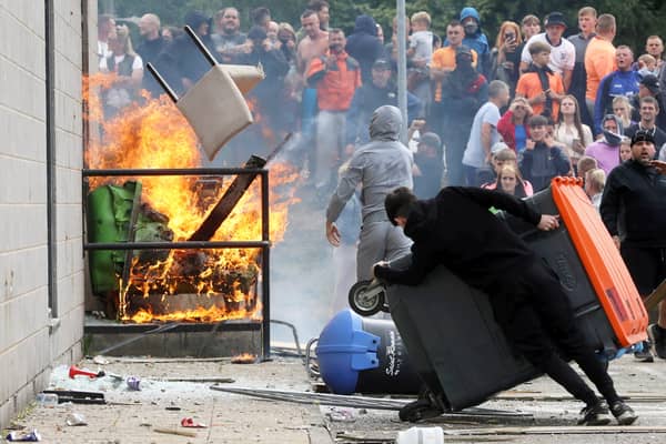 Trouble flares up outside of The Holiday Inn, Rotherham, South Yorks, where asylum seekers and immigrants are housed.  