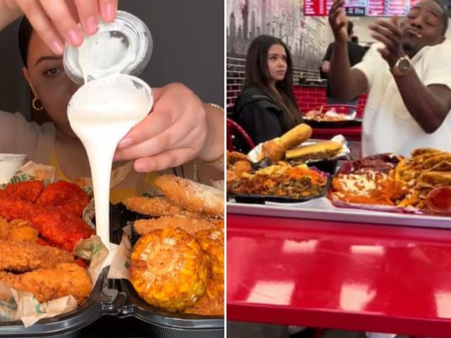 Screenshots from Mukbang style videos on TikTok. Photo: TikTok