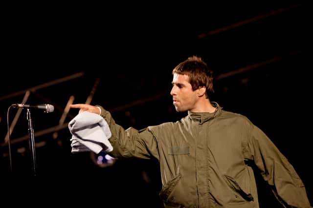 British singer Liam Gallagher of music band Oasis performs on a stage on July 3, 2009. Photo: NANNA KREUTZMANN-/SCANPIX/AFP via Getty Images