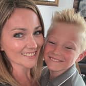 Jay Whitfield, 37, with her seven-year-old son.