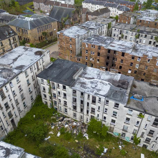 Clune Park estate in Port Glasgow which is almost deserted, with just a handful of residents left.