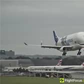 Airbus Beluga lands at Heathrow Airport on September 9 2024.