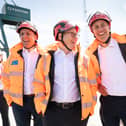 Energy Security Ed Miliband, Prime Minister Sir Keir Starmer and Scottish Labour leader Anas Sarwar at the Port of Greenock while on the General Election campaign trail in May