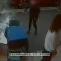 Video grab from this shocking footage shows an alleged attack on restaurant staff - in a dispute over paying a bill  at La Bella Vista in Hastings, East Sussex.
