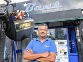 Chippy owner Zafar Iqbal. Bens Fish Bar on Warwick Road, Birmingham, October 22, 2024, where CCTV captured a man attempting to rob the place