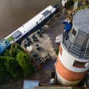 Phil Austin has built a lighthouse in the middle of Salford - 30 miles away from the nearest coast.