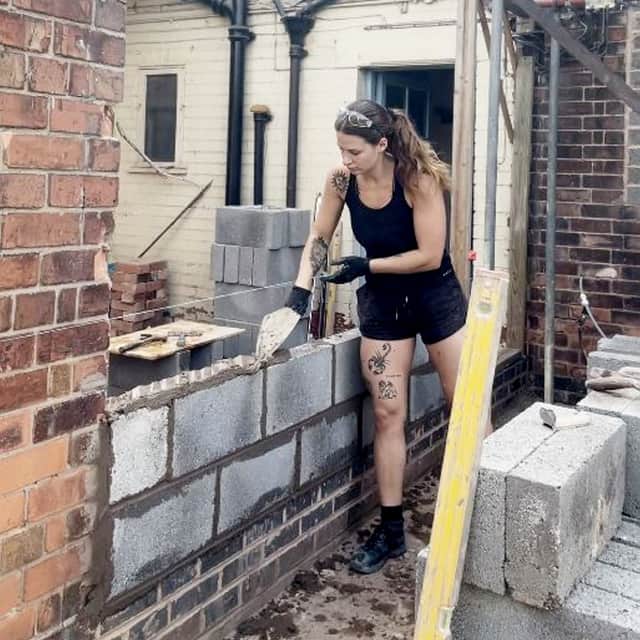 Builder Heather Walker, 26, is defying gender norms by working in the male-dominated trade.
