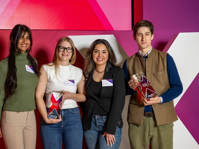 Santander X UK Awards 2024 first prize winners Anushka Mahesh, Sarah Bailey, Aurusha Kharas and Tom Scrope