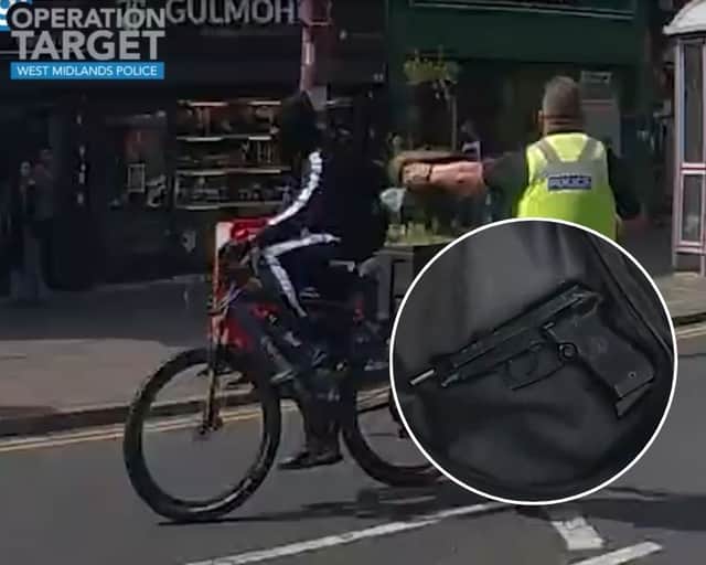 Cop tackles masked e-bike rider and finds loaded gun
