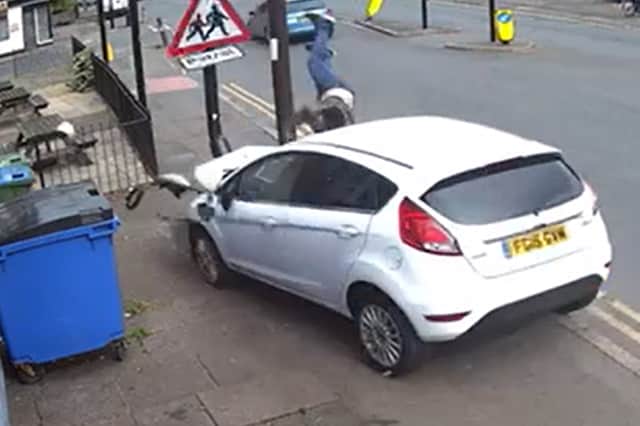 Mridhul Kombara was thrown into the air when a car mounted the pavement and hit him.