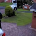 Burglar tries to knock on homeowner's front door.