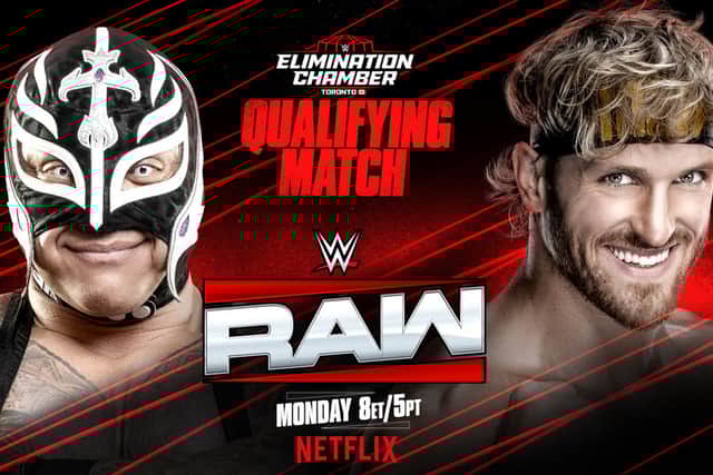 Rey Mysterio squares off against Logan Paul as one of them looks to enter the Elimination Chamber in tonight's episode of WWE Raw on Netflix.