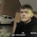 South Yorkshire Police arrest car thief Josh Mansfield after tracking his footsteps through the snow to a garden in  Doncaster, South Yorks. 