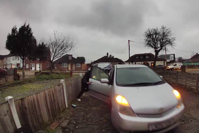 An UberEats driver forgot to put on his handbrake whilst delivering food and accidentally let his car roll into the customer's front porch.