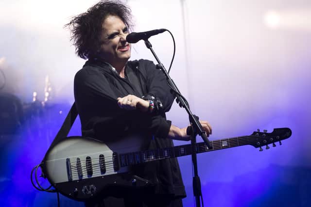 Robert Smith of The Cure performs on the Pyramid stage on day five of Glastonbury Festival at Worthy Farm, Pilton on June 30, 2019 in Glastonbury, England.