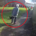 A woman who was walking her dog stepped out in front of the man, allowing officers to apprehend him.