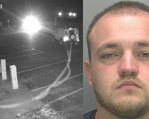 Man uses Land Rover Defender in attempt to steal ATM.