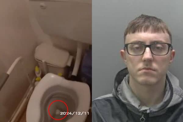 Drug dealer caught trying to flush crack cocaine and heroin down the toilet.