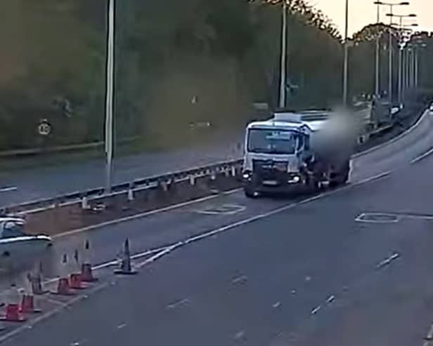 Driver travels towards oncoming traffic on dual carriageway.